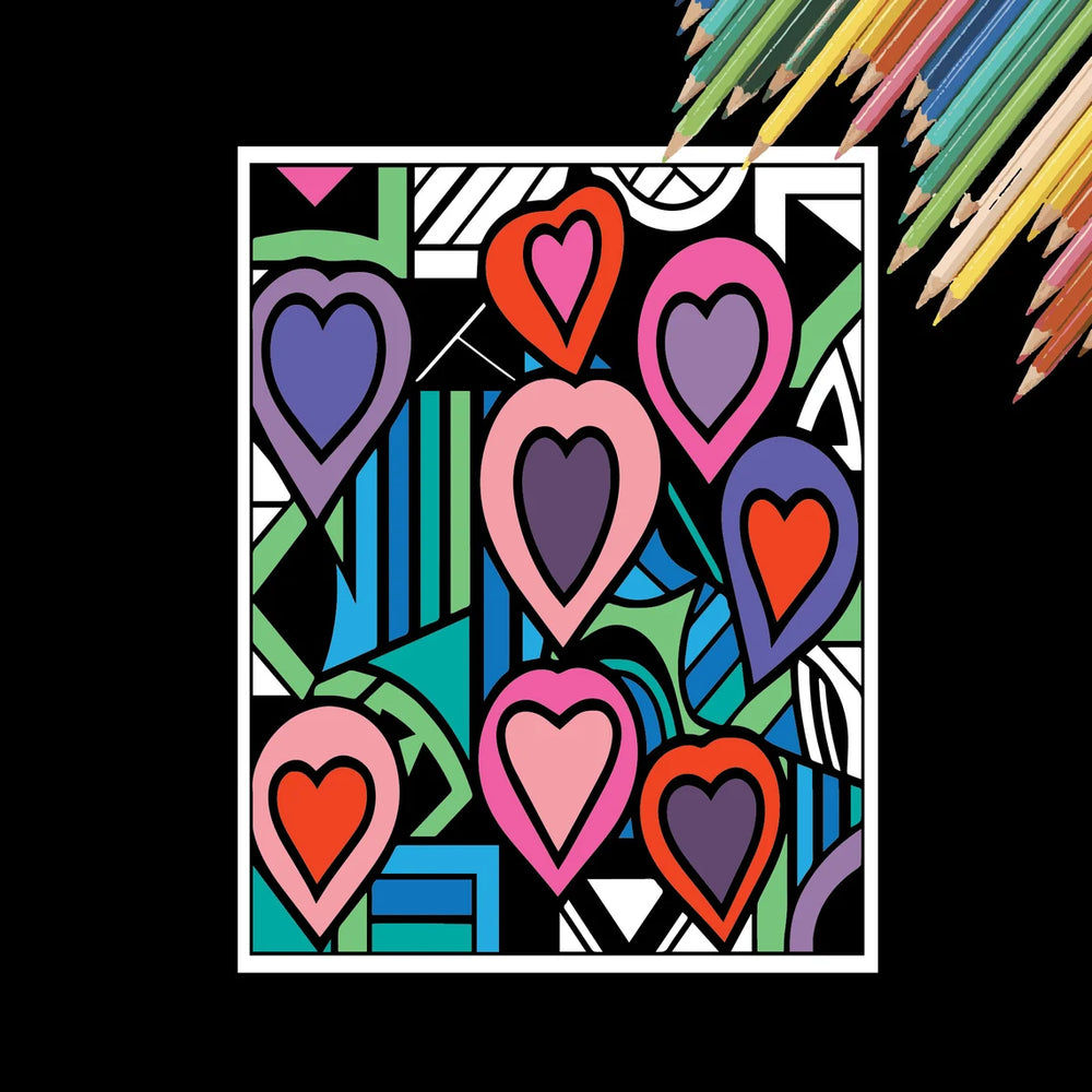 Love Year Round (or Valentine's Day) - Picasso Inspired | 50 Printable Abstract Coloring Pages | Relaxing and Stress Relief Coloring