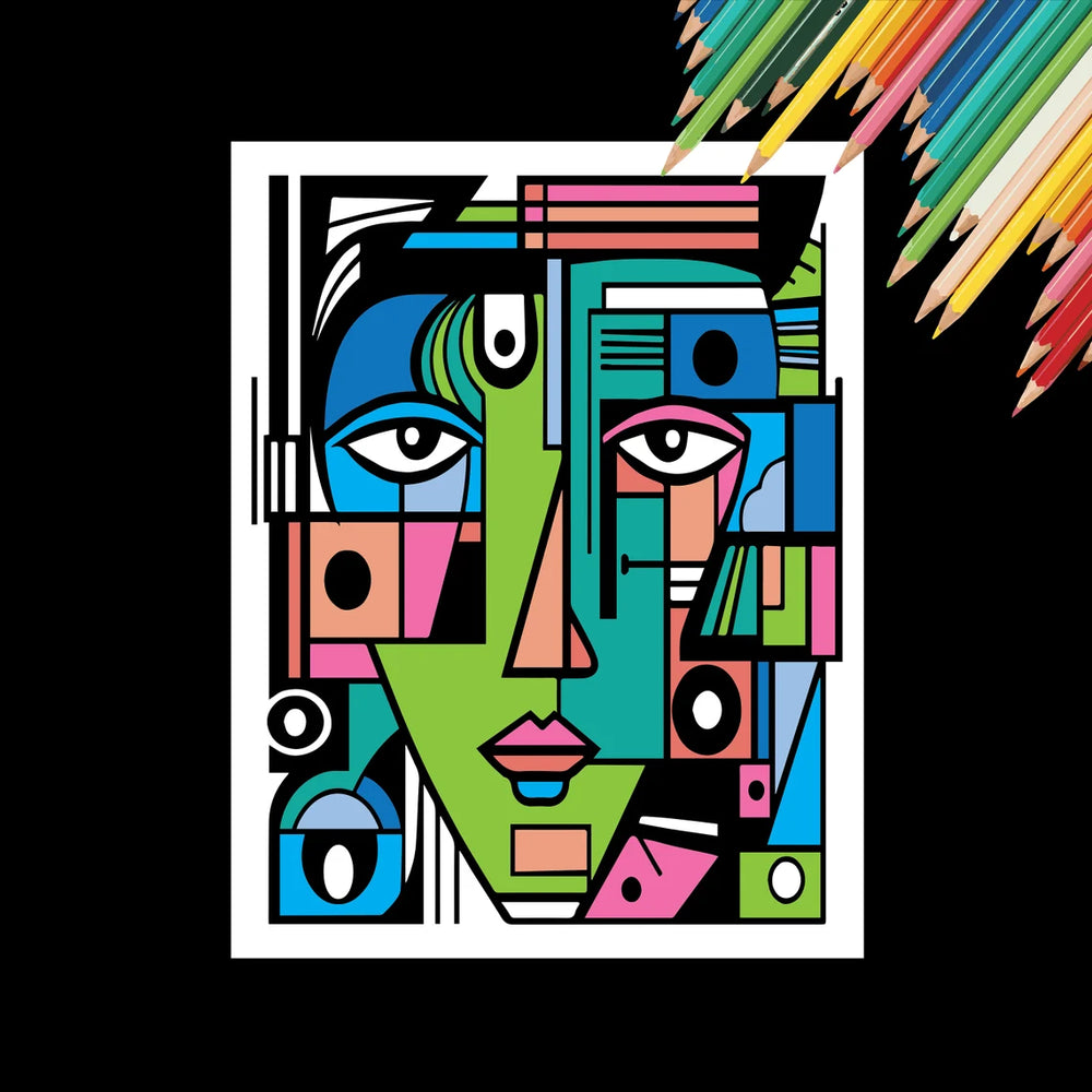 Volume 2 - Picasso Faces Coloring Pages | 50 Printable Coloring Pages | Abstract Coloring | Relaxing Coloring Pages | Stress Relief Coloring